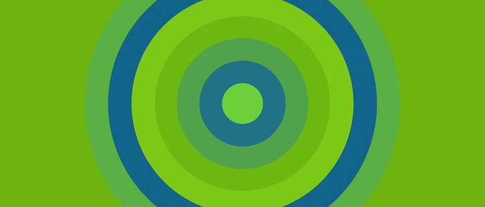 Abstract Concentric Circles Pattern with Green and Blue Geometric Background Stock Illustration