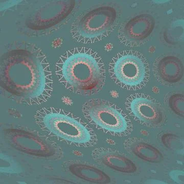 Abstract concentric circles pattern turquoise red pink gray Stock Illustration
