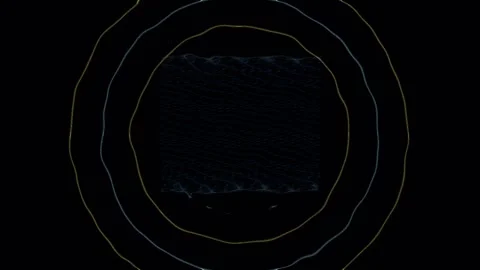 Abstract Concentric Circles Pulsating in Dark Neon Glow during Sci-Fi Tech .. Stock Footage 342521467