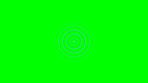 Abstract concentric circles radiating outward on a vibrant green background Stock Footage 340904597