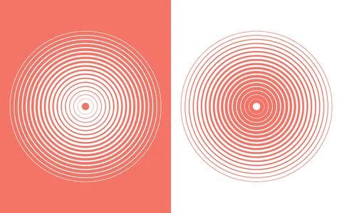 Abstract concentric circles shape with coral and white contrast Stockillustratie
