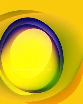 Abstract concentric circles. Vibrant yellow, orange, green, purple hues blend Stock Illustration