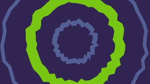 Abstract concentric circles with wavy green and blue lines Stock Illustration