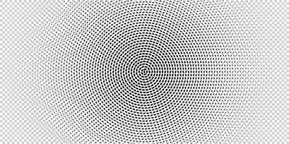 Abstract Concentric Circular Dashed Halftone Gradient Vector 库存插图