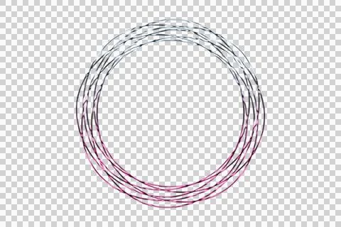Abstract concentric circular gradient pattern with pink and white waves on black Illustrazione stock
