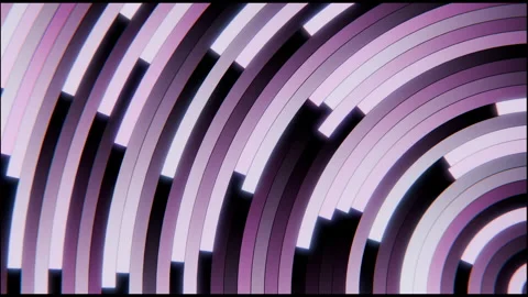 Abstract concentric curved bands with illuminated tips, staggered arches Stock Footage 346013361