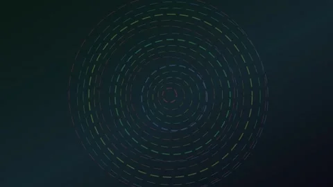 Abstract concentric dashed circles rotating in a colorful modern digital pa.. Stock Footage 340538355