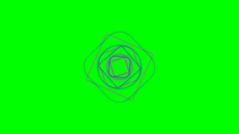 Abstract concentric diamond shapes floating against a vibrant green screen Stock Footage 341824016