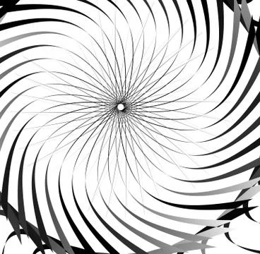 Abstract concentric element with radial lines. Circular spiral pattern Illustrazione stock