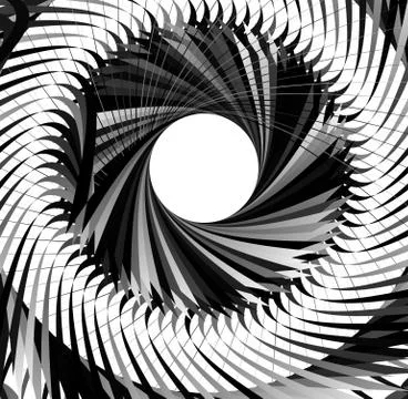 Abstract concentric element with radial lines. Circular spiral pattern Illustrazione stock