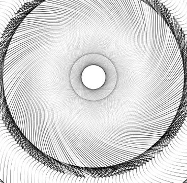 Abstract concentric element with radial lines. Circular spiral pattern Illustrazione stock
