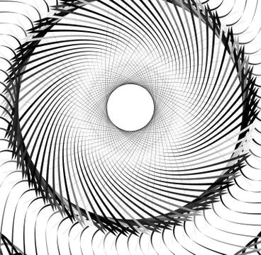 Abstract concentric element with radial lines. Circular spiral pattern Illustrazione stock