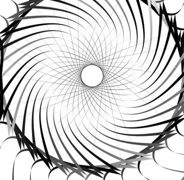 Abstract concentric element with radial lines. Circular spiral pattern Illustrazione stock