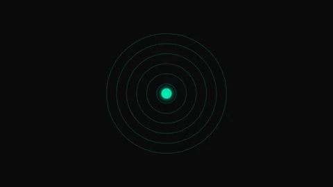 Abstract concentric green circles radiating from a central point of light Stock Footage 339617201
