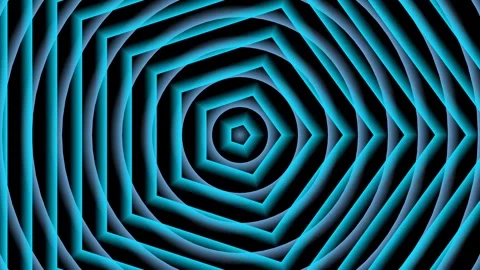Abstract Concentric Hexagon Pattern in Blue and Black Stock Footage 289388547