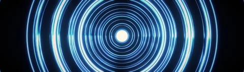 Abstract Concentric Neon Blue Circles Visuals VJ Loop Stock Footage 340980276