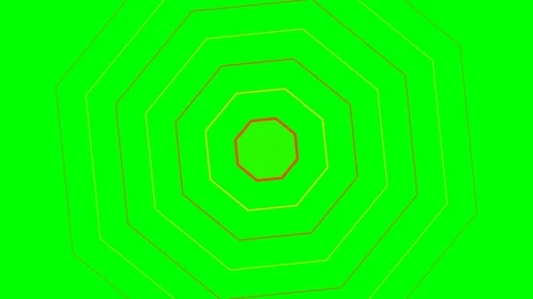 Abstract concentric octagon shapes radiating outward on a vibrant green field Stock Footage 340263414