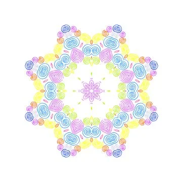 Abstract concentric pattern from curl color lines Stock Illustration