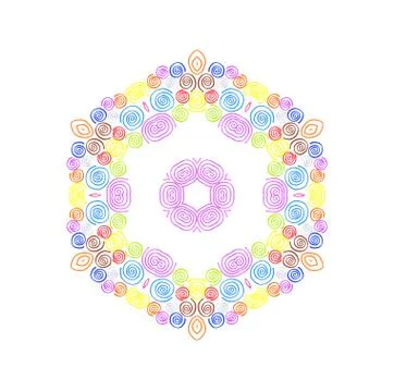 Abstract concentric pattern from curl color lines Stock Illustration