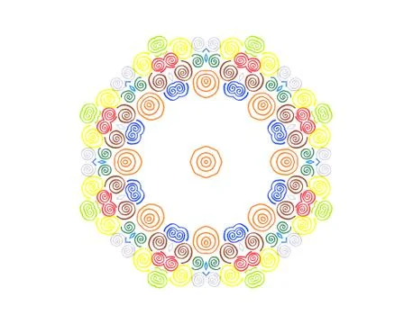 Abstract concentric pattern from curl color lines Stock Illustration