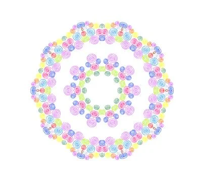 Abstract concentric pattern from curl color lines Stock Illustration