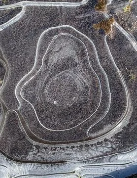 Abstract Concentric Patterns in Thin Ice 写真素材