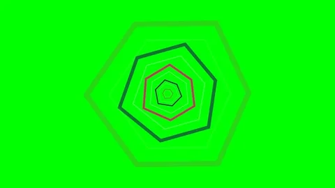 Abstract concentric pentagons creating a geometric tunnel on green screen Stock Footage 340900645