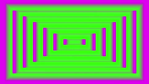 Abstract concentric rectangles infinity pattern in pink and green Stock Footage 276269083