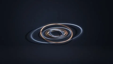 Abstract concentric ring pattern spinning with metallic glows over dark bac.. Stock Footage 346988982