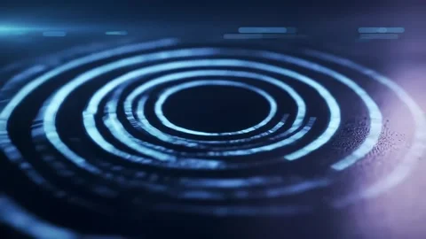 Abstract Concentric Rings Pulsating with Blue Light Slow Motion Stock Footage 313324272