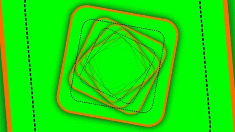 Abstract concentric rounded squares with an orange border on green background Stock Footage 340904570
