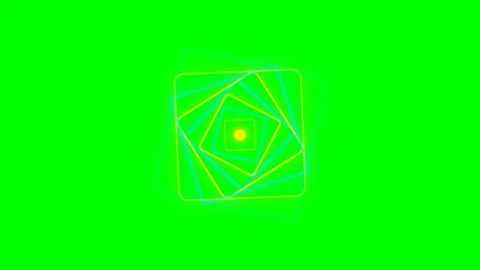 Abstract concentric square shapes rotating on a vibrant green background Stock Footage 340265024