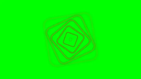 Abstract concentric square shapes rotating on a vibrant chroma key green ba.. Stock Footage 341824444
