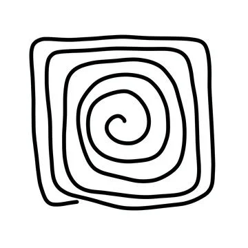 Abstract Concentric Square Spiral Line Art Illustration イラスト素材