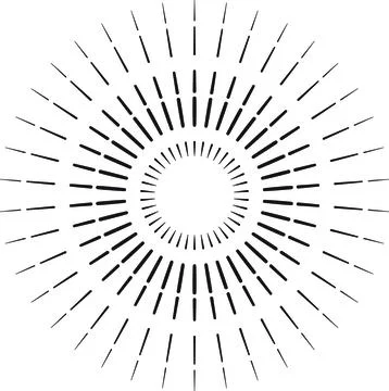 Abstract Concentric Sunburst with Radiating Black Lines Stock Illustration