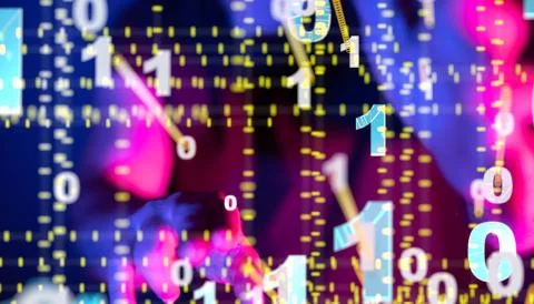 Abstract concept of binary code, digital information and internet data Stock Photos