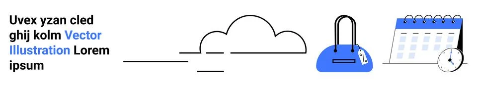 Abstract Concept of Cloud Storage with Security and Time Management Elements Stock Illustration