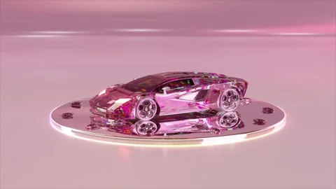 Abstract concept. The diamond car is automatically assembled from parts and Stockbeeldmateriaal 250356416