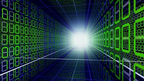 Abstract concept digital data cyberspace processing of binary code numbers.,B イラスト素材