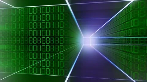 Abstract concept digital data cyberspace processing of binary code numbers.,B Illustrazione stock