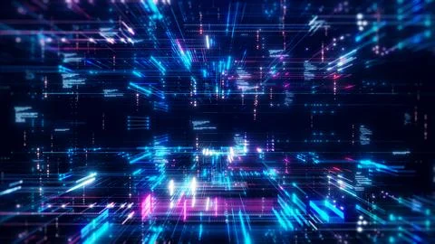 Abstract concept of digital technology Small particles connected in multico.. Stock-Fotos