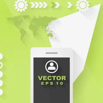 Abstract concept flat tech design with mobile phone Illustrazione stock