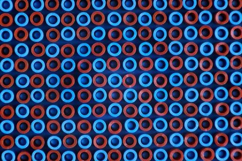Abstract concept - geometric pattern of blue and orange circles Stock Photos