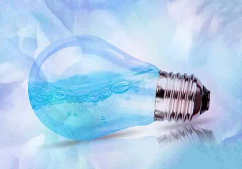 Abstract concept of a light bulb with water inside Stock Illustration