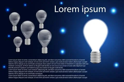 Abstract concept light bulbs idea on hi tech background Illustration