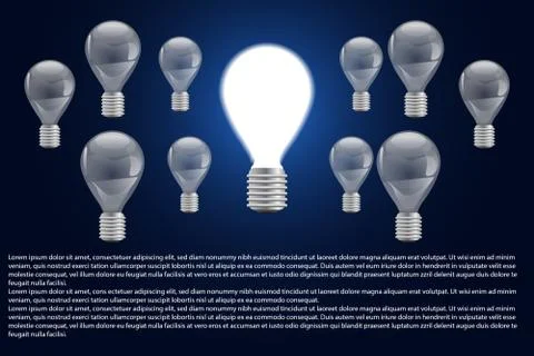 Abstract concept light bulbs idea on hi tech background Stock-Illustration