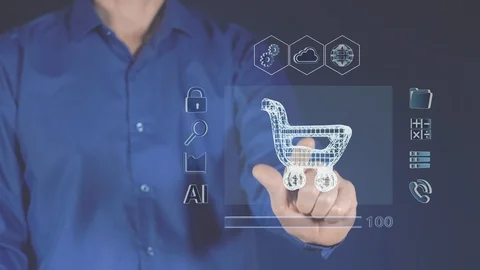 Abstract concept of modern electronic payments in online stores. Stock Footage 120062904