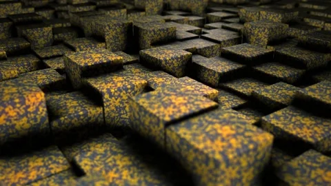 Abstract concept moving rusty metal cubes background. Stock Footage 239260947