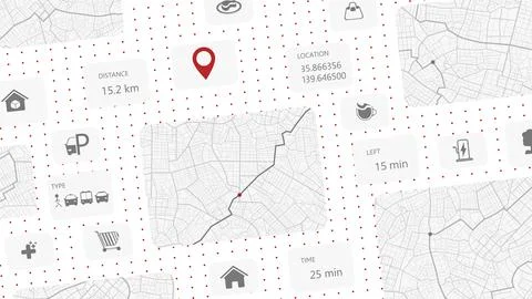 Abstract concept of navigation in city. Smart tourism system with advanced tour Stock Illustration