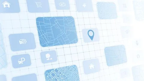 Abstract concept of navigation in city. Smart tourism system with advanced tour Stock Illustration